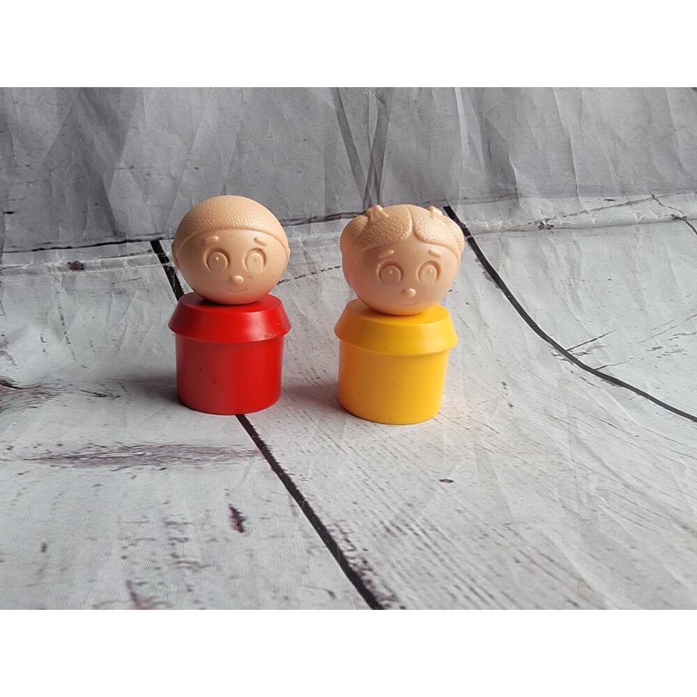 Tupperware Tupper Toys Collectible Figures Boy Girl Red Yellow Vintage